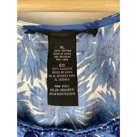 Josephine Chaus Blue Neck Embellished Sleeveless Blouse Size XL - Picture 4 of 7